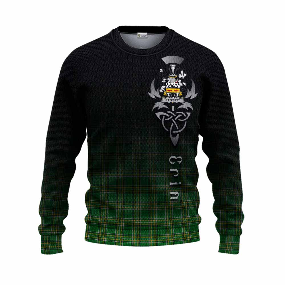 Tartan Vibes Clothing Rafferty Irish Clan Knitted Sweater with Coat of Arms Erin Go Bragh Celtic Inspired