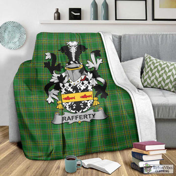 Tartan Vibes Clothing Rafferty Irish Clan Tartan Blanket with Coat of Arms