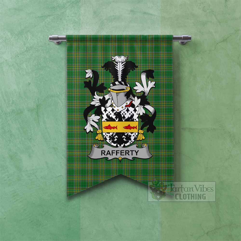 Tartan Vibes Clothing Rafferty Irish Clan Tartan Gonfalon, Tartan Banner with Coat of Arms