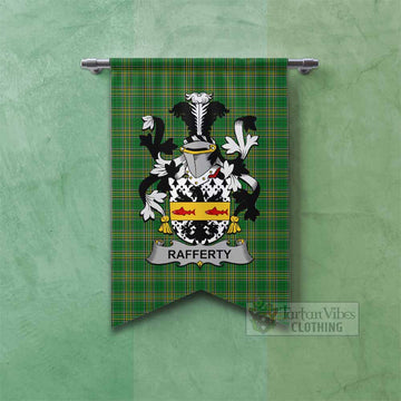 Rafferty Irish Clan Tartan Gonfalon, Tartan Banner with Coat of Arms