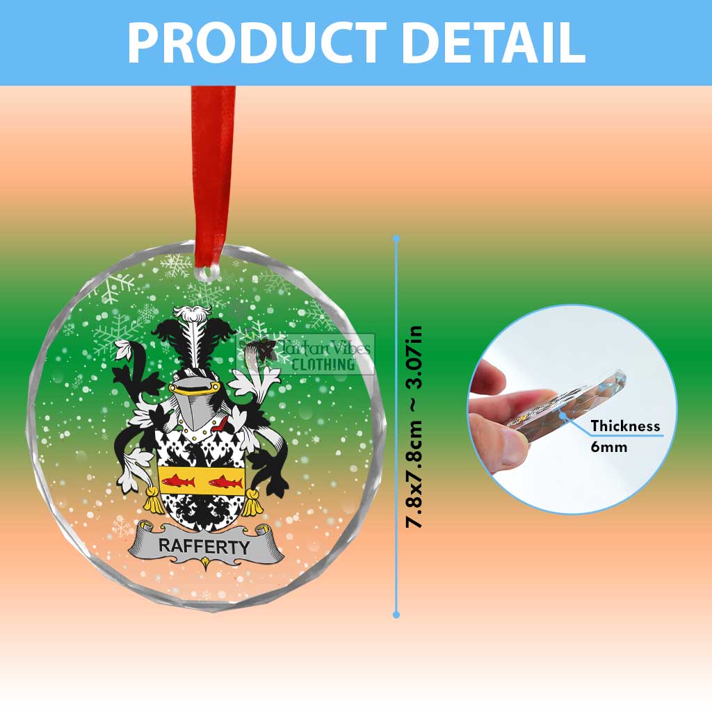 Tartan Vibes Clothing Rafferty Irish Clan Christmas Glass Ornament with Coat of Arms