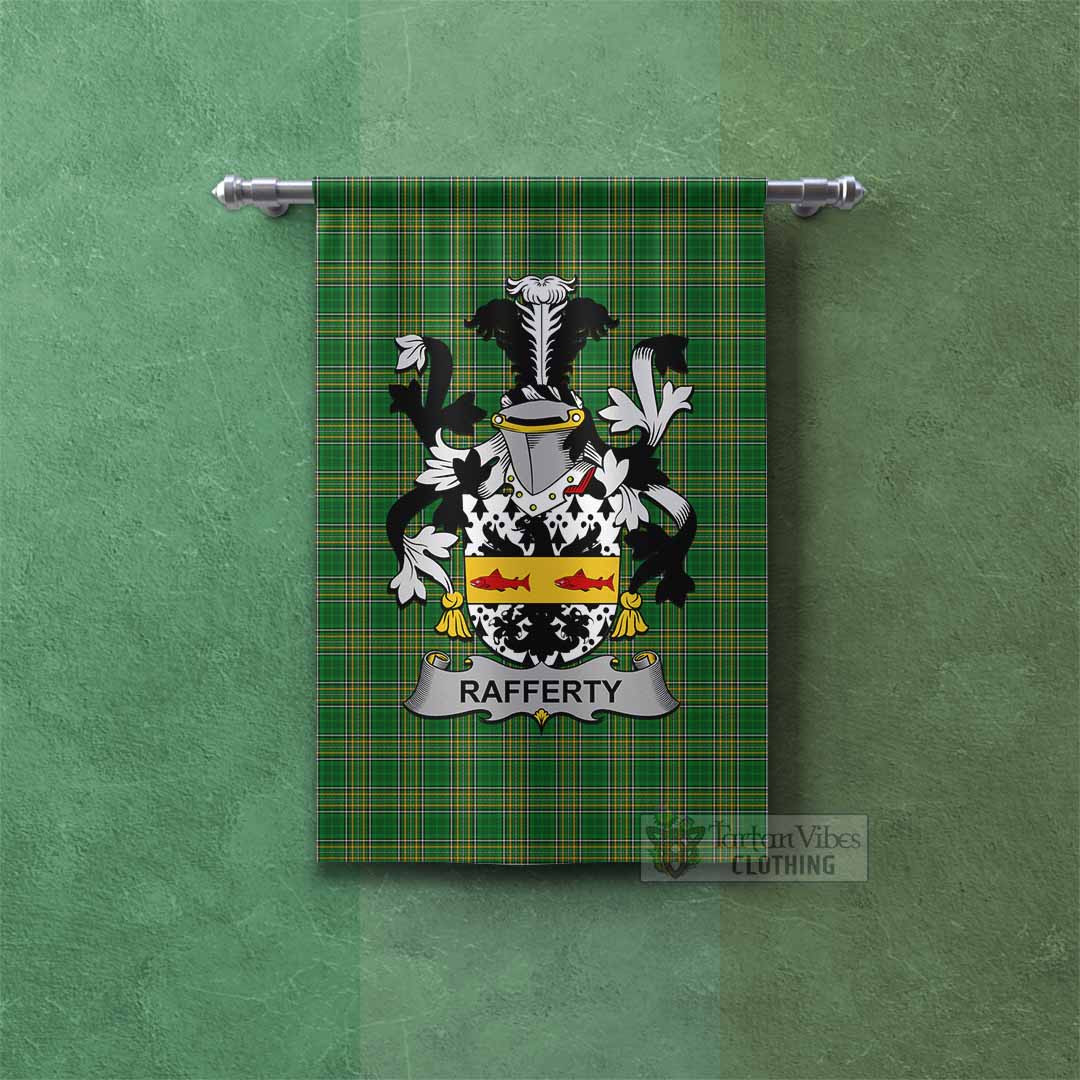 Tartan Vibes Clothing Rafferty Irish Clan Tartan Gonfalon, Tartan Banner with Coat of Arms