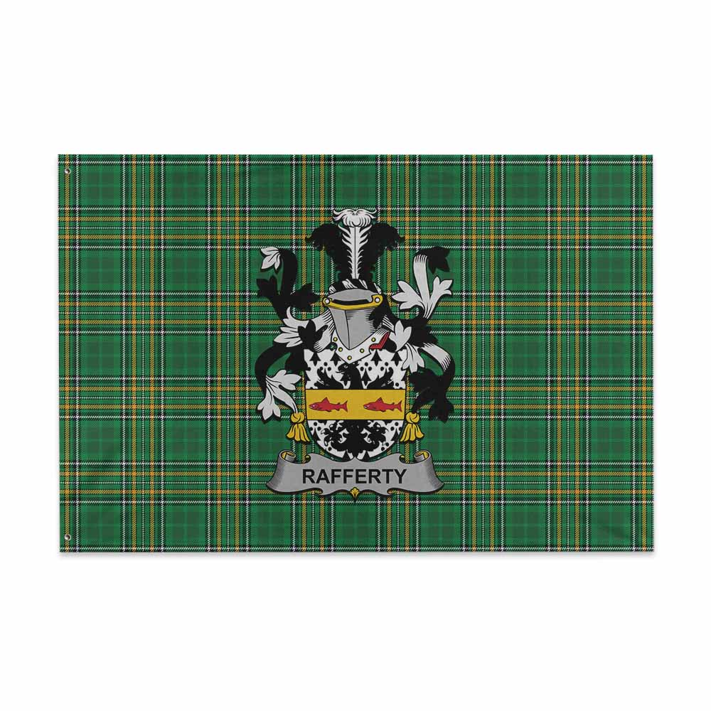 Tartan Vibes Clothing Rafferty Irish Clan Tartan House Flag with Coat of Arms