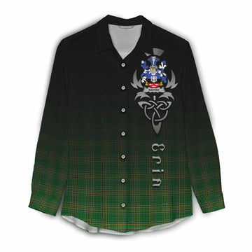 Tartan Vibes Clothing Rafter Irish Clan Women's Casual Shirt with Coat of Arms Erin Go Bragh Celtic Inspired
