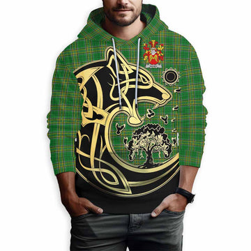 Rainey Irish Tartan Hoodie with Coat of Arms Celtic Wolf Style Pullover Hoodie - Tartan Vibes Clothing