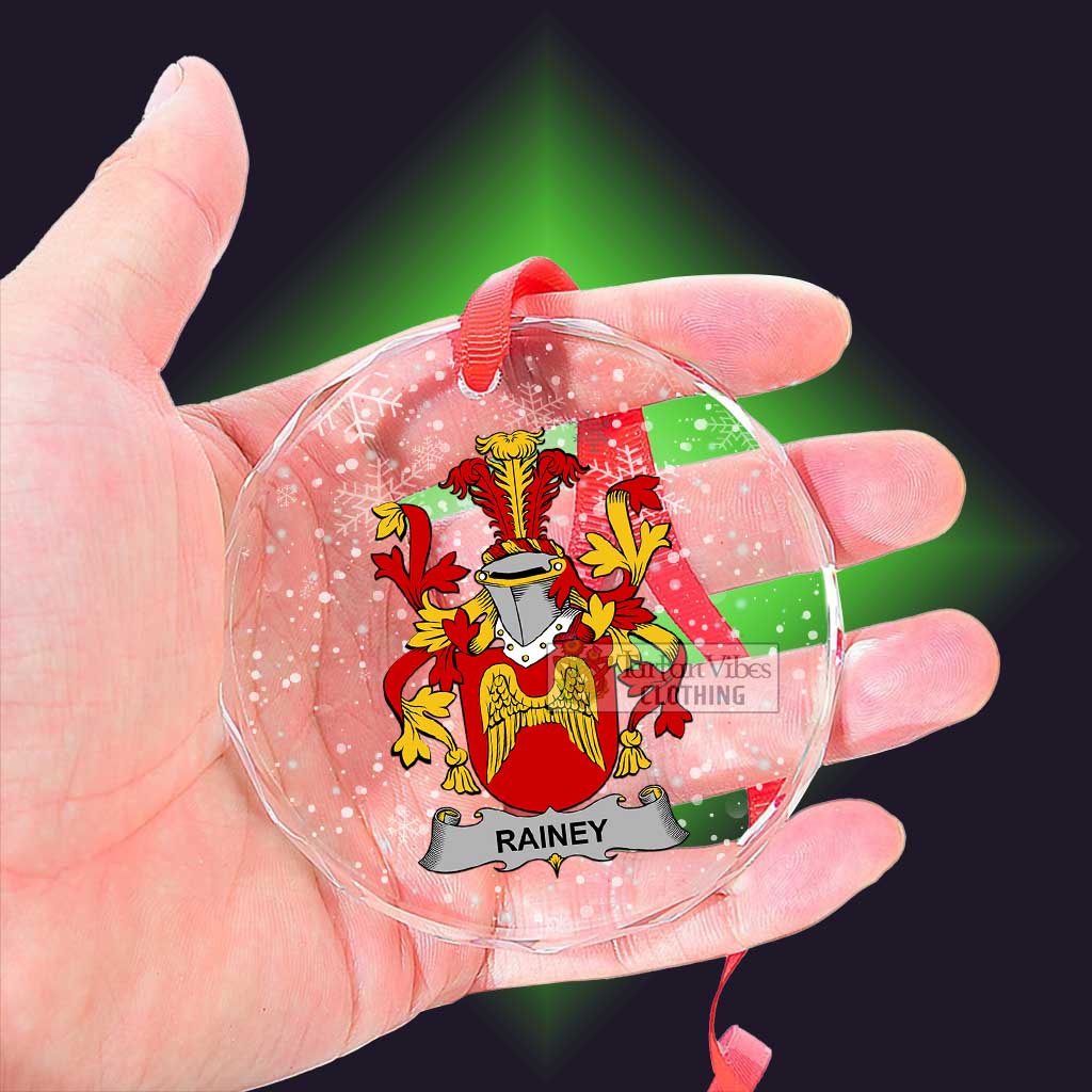 Rainey Irish Clan Christmas Glass Ornament with Coat of Arms - 2D-tartanvibesclothing