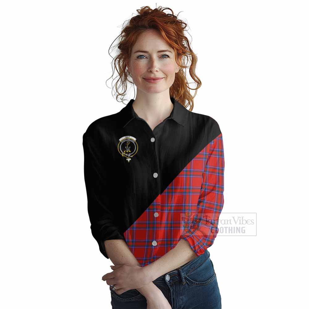 Tartan Vibes Clothing Rait Tartan Women's Casual Shirt with Family Crest and Military Logo Style