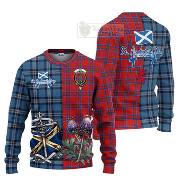 Tartan Vibes Clothing Rait Tartan Knitted Sweater Happy St. Andrew's Day Half Tartan Style