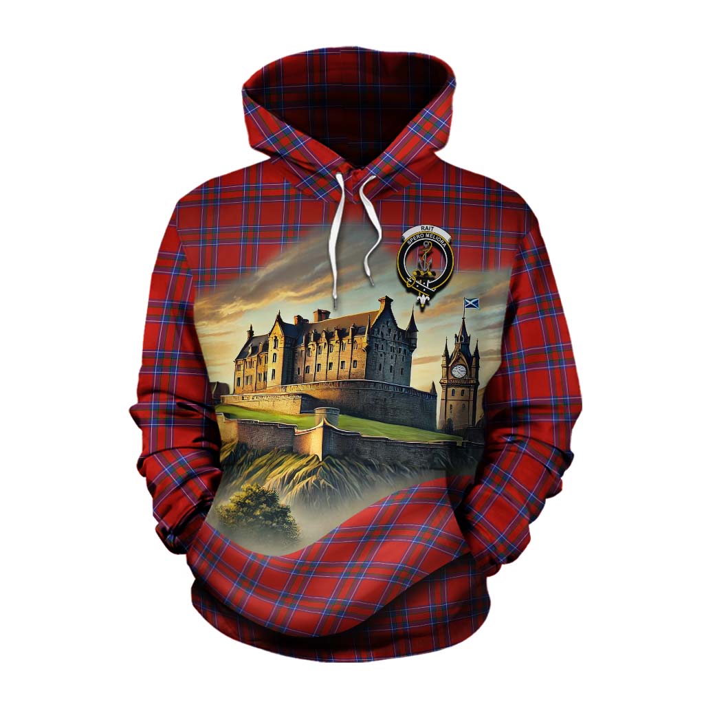 Tartan Vibes Clothing Rait Tartan Family Crest Cotton Hoodie with Scottish Ancient Castle Style