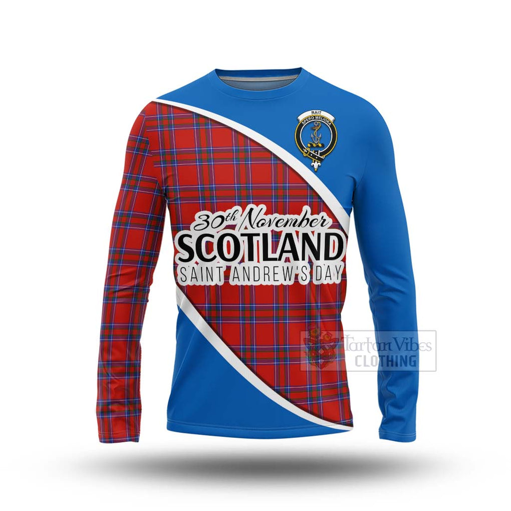 Tartan Vibes Clothing Rait Family Crest Tartan Long Sleeve T-Shirt Celebrate Saint Andrew's Day in Style