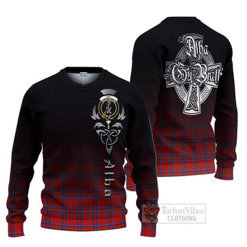Tartan Vibes Clothing Rait Tartan Knitted Sweater Featuring Alba Gu Brath Family Crest Celtic Inspired