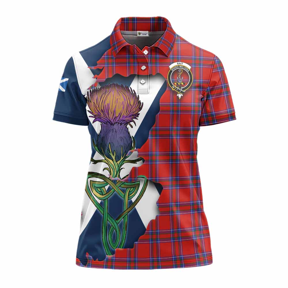 Tartan Vibes Clothing Rait Tartan Family Crest Women's Polo Shirt Scottish Thistle Celtic Inspired