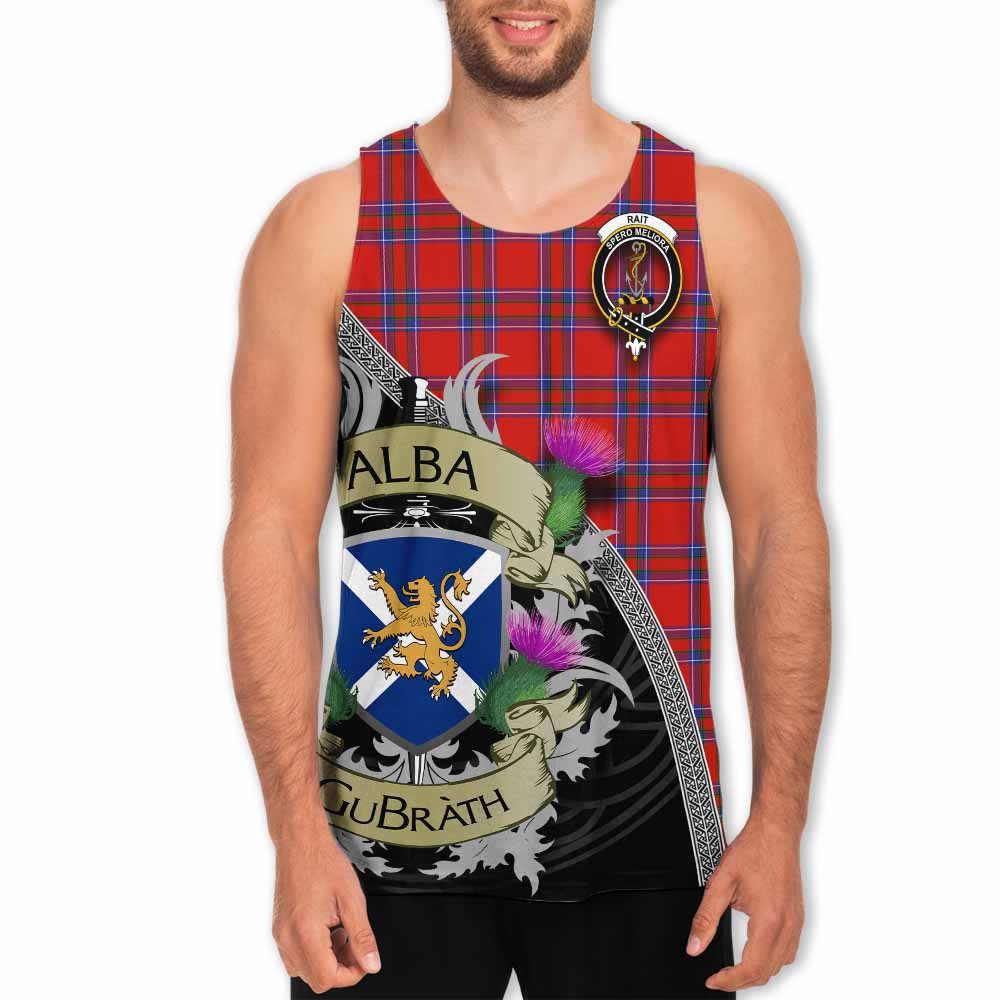 Tartan Vibes Clothing Rait Tartan Family Crest Men's Tank Top Lion Rampant Royal Thistle Shield Celtic Inspired