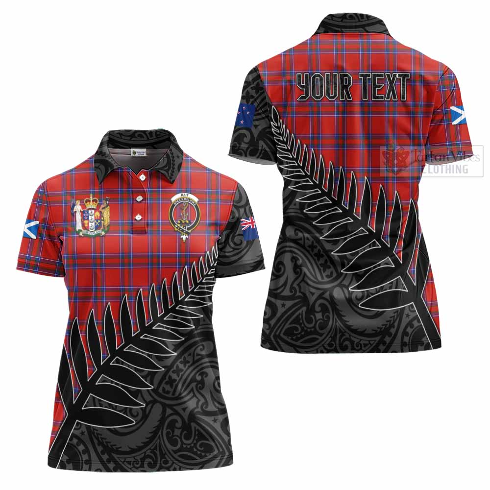 Tartan Vibes Clothing Rait Crest Tartan Women's Polo Shirt with New Zealand Silver Fern Half Style