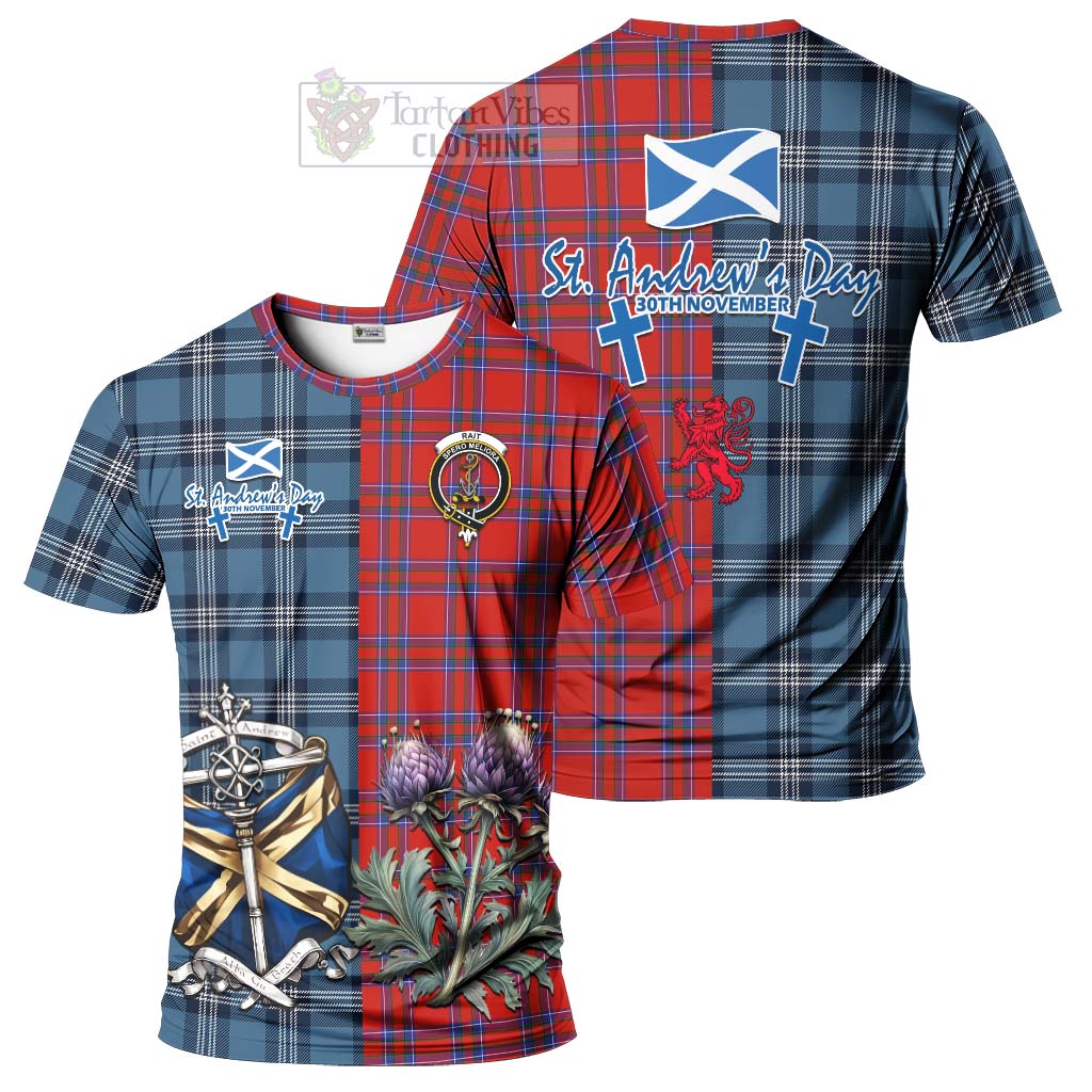 Tartan Vibes Clothing Rait Tartan T-Shirt Happy St. Andrew's Day Half Tartan Style