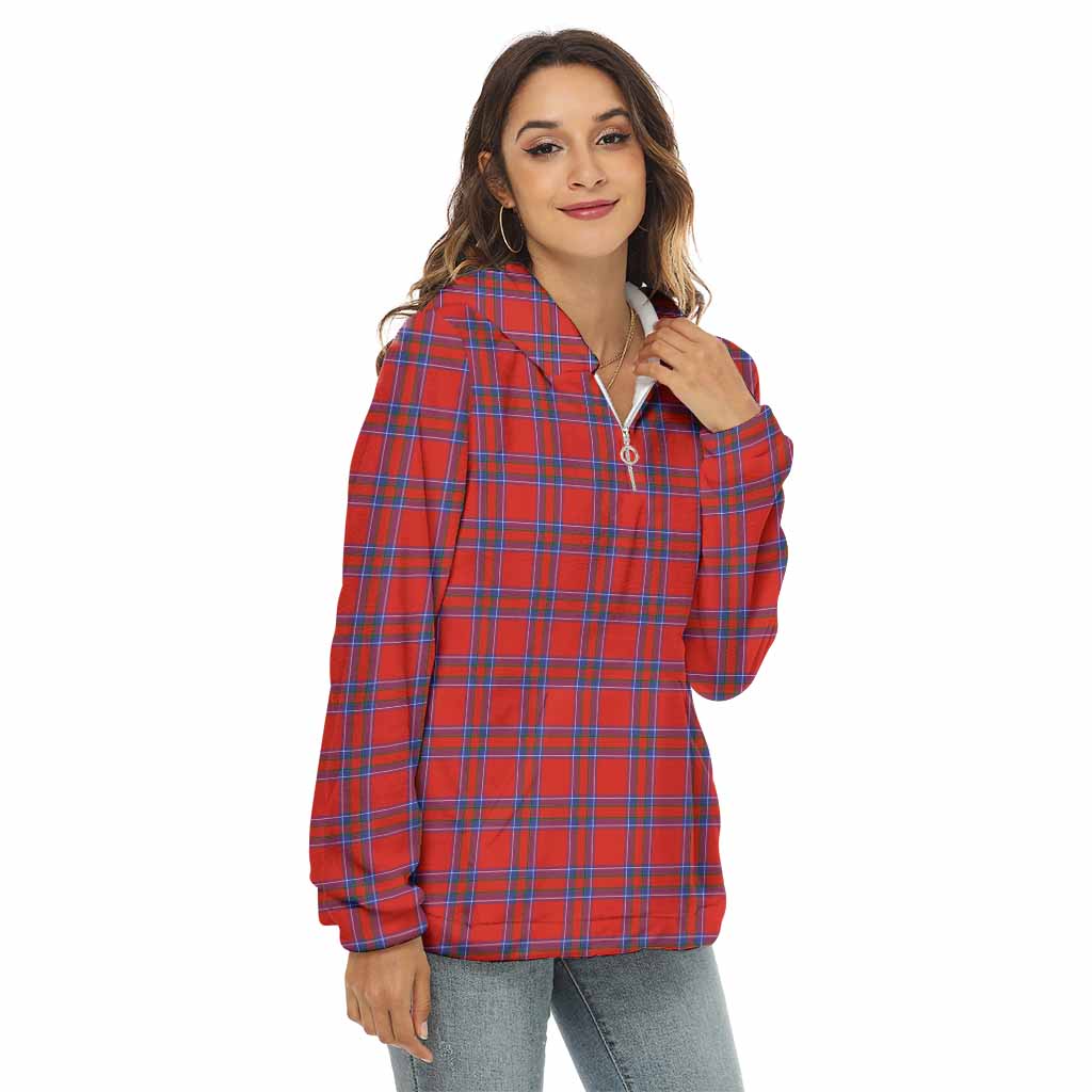 Tartan Vibes Clothing Rait Tartan Women's Borg  Half Zip Fleece Hoodie