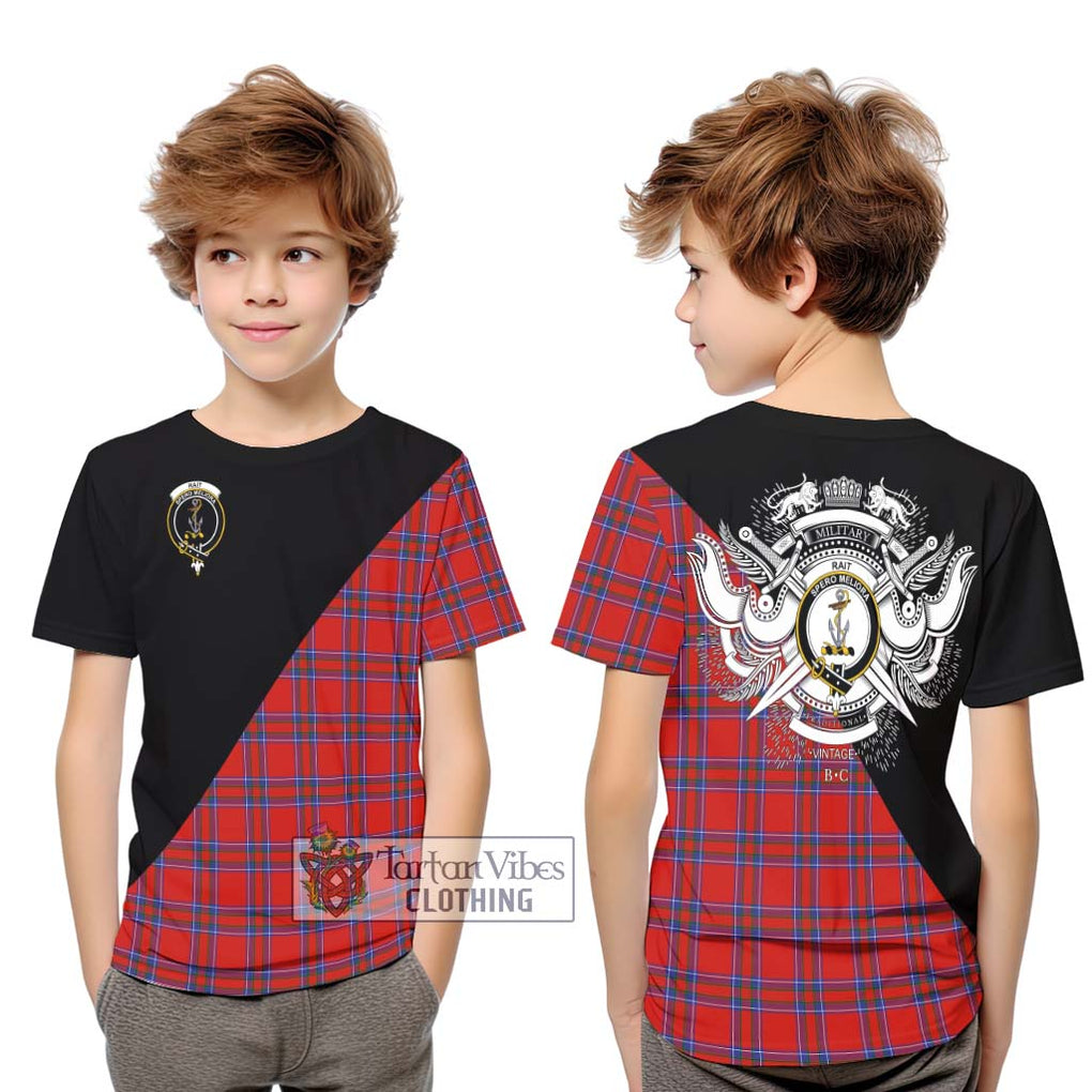 Rait Tartan Kid T-Shirt with Family Crest and Military Logo Style Youth XL Size14 - Tartanvibesclothing Shop