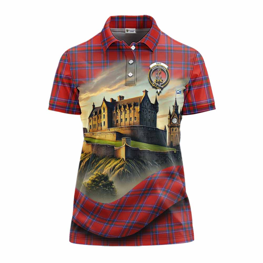 Tartan Vibes Clothing Rait Tartan Family Crest Women's Polo Shirt with Scottish Ancient Castle Stype