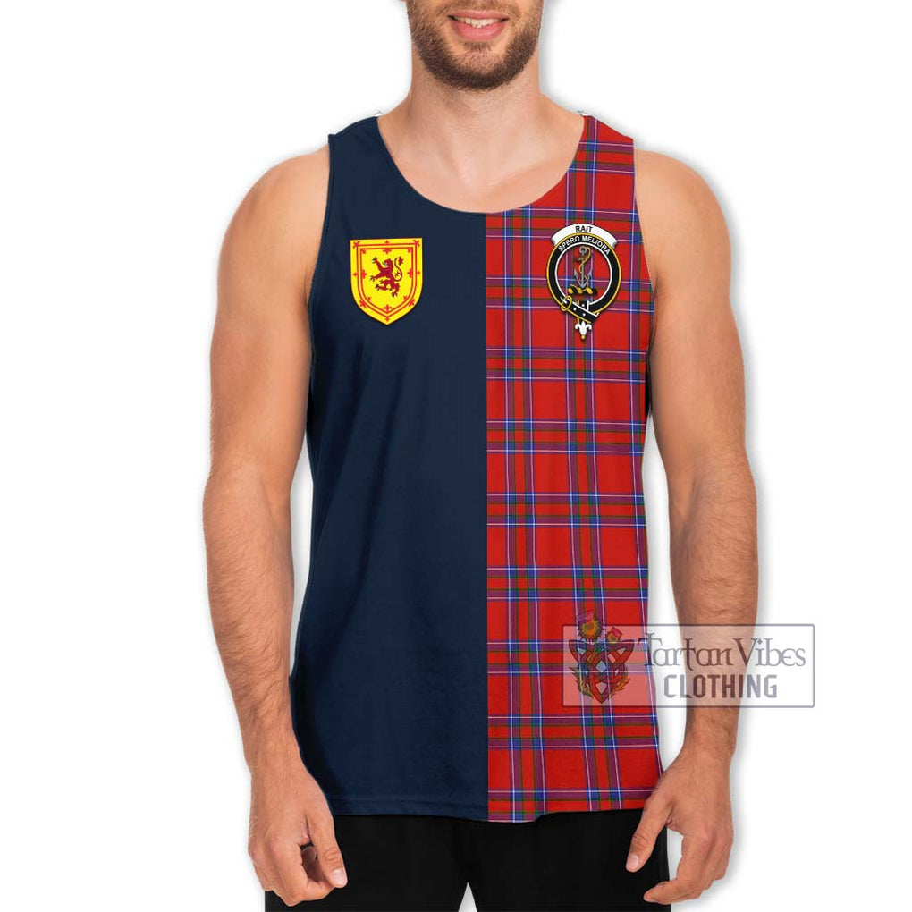 Tartan Vibes Clothing Rait Tartan Men's Tank Top with Scottish Lion Royal Arm Half Style