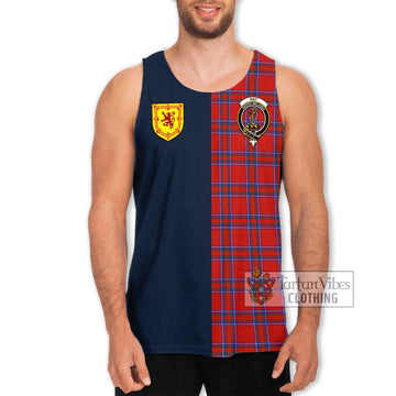 Tartan Vibes Clothing Rait Tartan Men's Tank Top with Scottish Lion Royal Arm Half Style