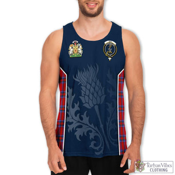 Tartan Vibes Clothing Rait Tartan Men's Tanks Top with Family Crest and Scottish Thistle Vibes Sport Style