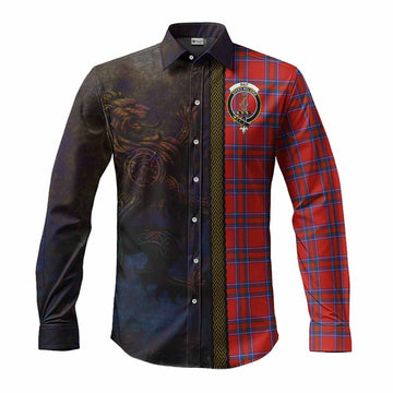 Rait Tartan Family Crest Long Sleeve Button Shirt Alba Gu Brath Be Brave Lion Ancient Style