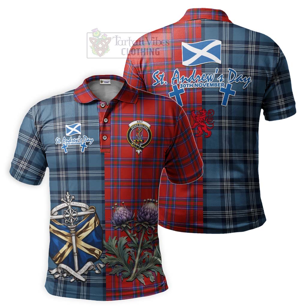 Tartan Vibes Clothing Rait Tartan Polo Shirt Happy St. Andrew's Day Half Tartan Style