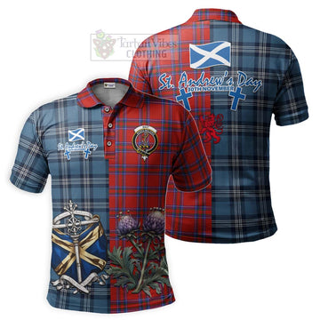 Tartan Vibes Clothing Rait Tartan Polo Shirt Happy St. Andrew's Day Half Tartan Style