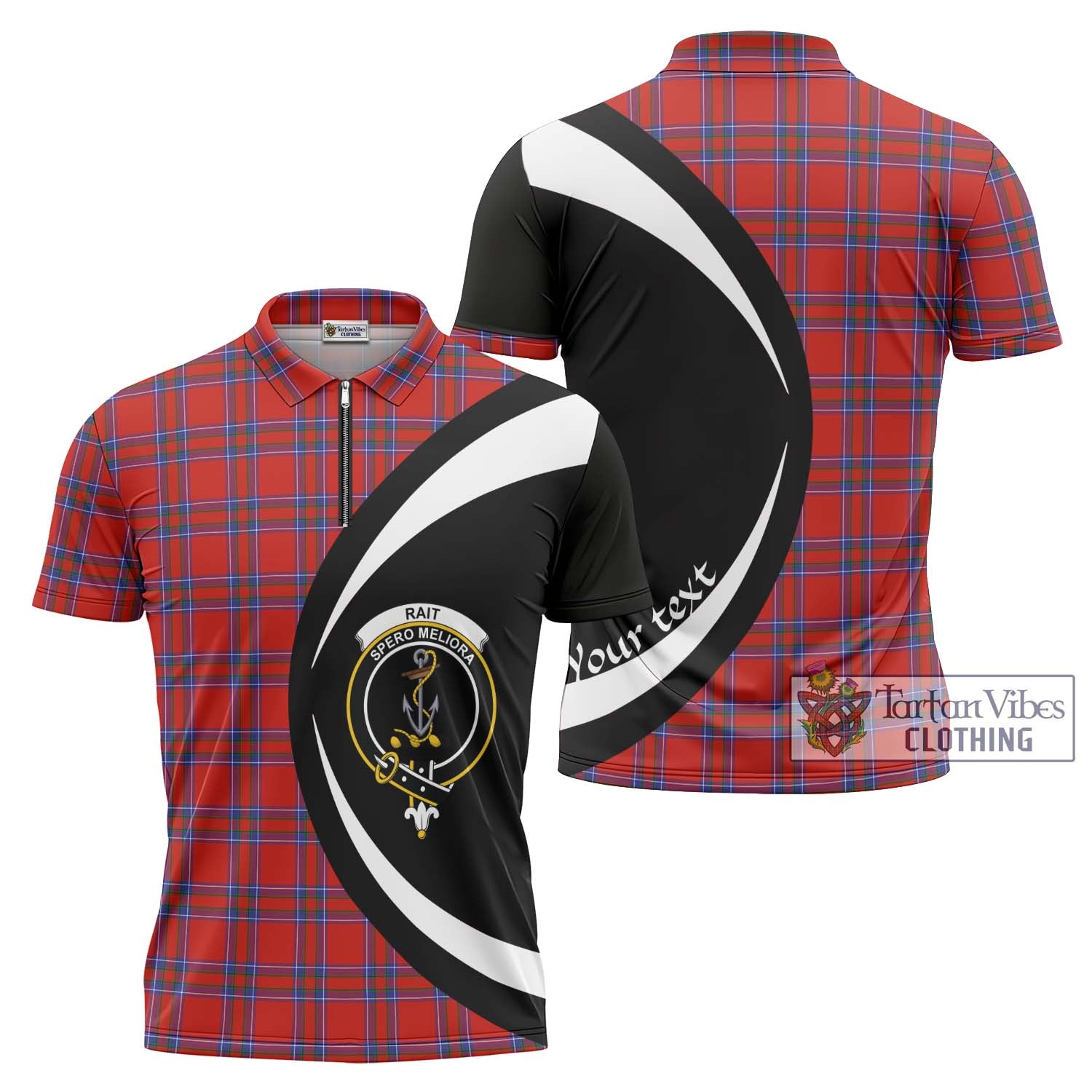Tartan Vibes Clothing Rait Tartan Zipper Polo Shirt with Family Crest Circle Style