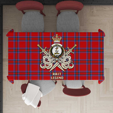 Rait Tartan Tablecloth with Clan Crest and the Golden Sword of Courageous Legacy