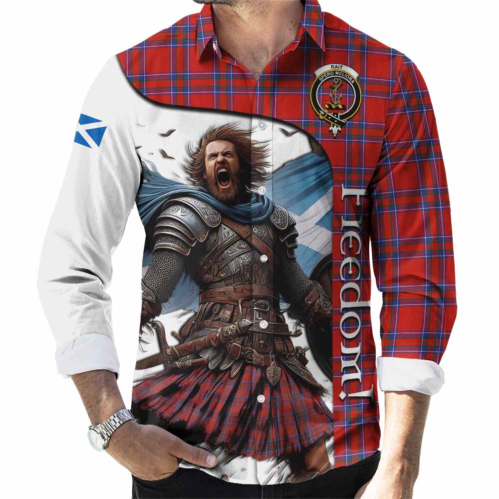 Tartan Vibes Clothing Rait Crest Tartan Long Sleeve Button Shirt Inspired by the Freedom of Scottish Warrior