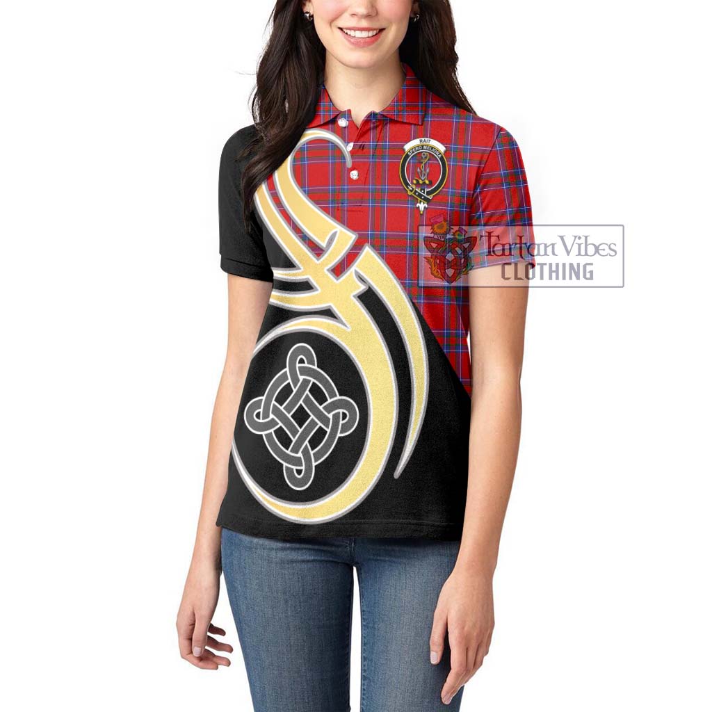 Rait Tartan Women's Polo Shirt with Family Crest and Celtic Symbol Style Women - Tartan Vibes Clothing