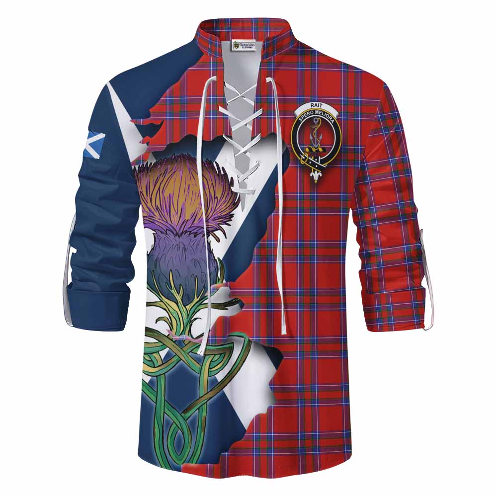 Tartan Vibes Clothing Rait Tartan Family Crest Ghillie Kilt Shirt Scottish Thistle Celtic Inspired