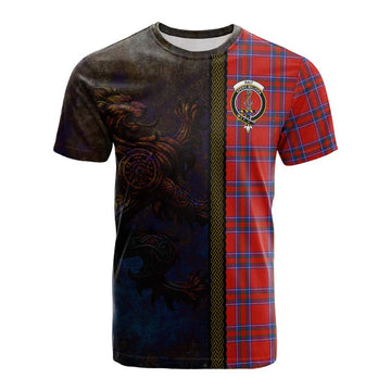 Rait Tartan Family Crest Cotton T-shirt Alba Gu Brath Be Brave Lion Ancient Style