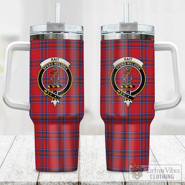 Rait Tartan and Family Crest Tumbler with Handle