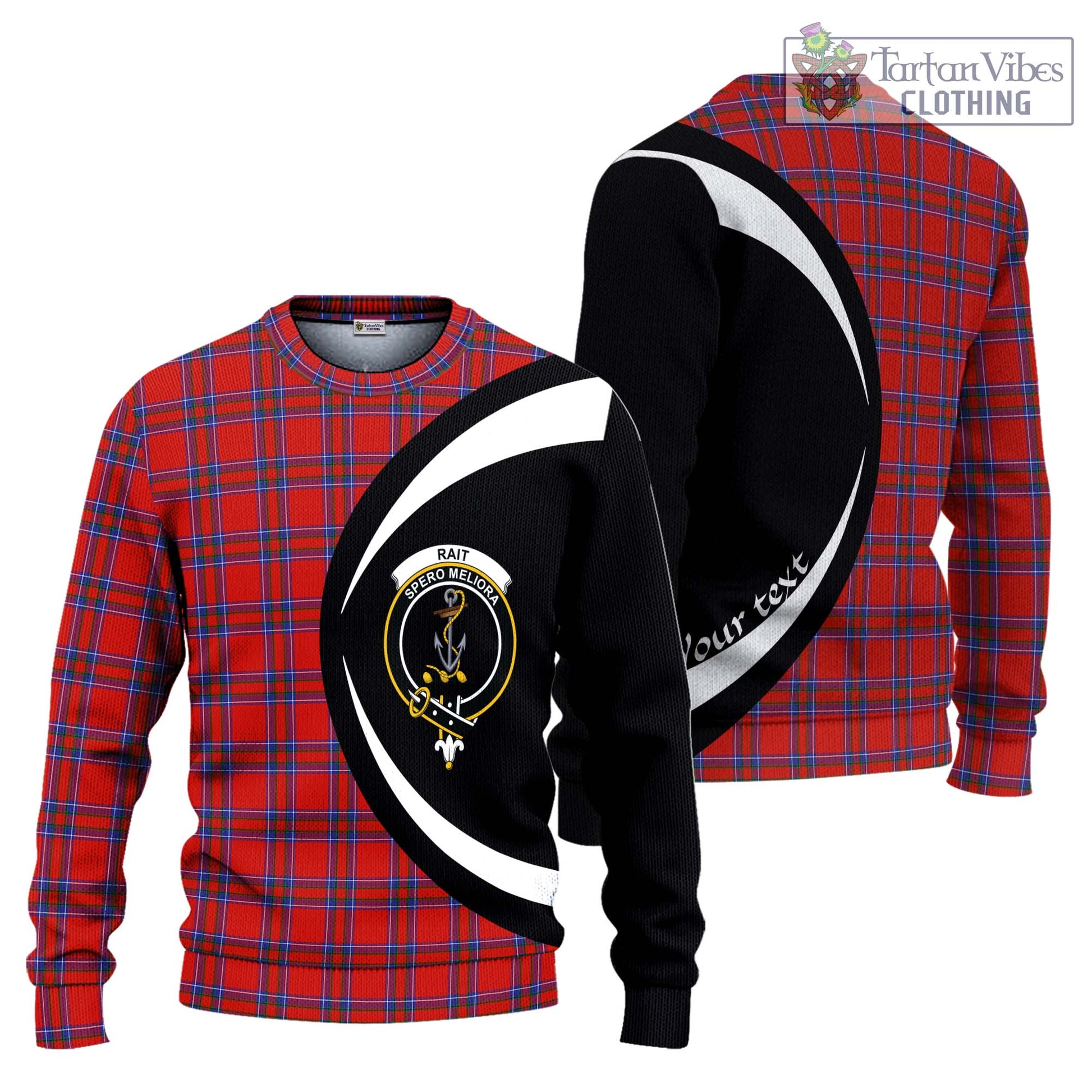Rait Tartan Knitted Sweater with Family Crest Circle Style Unisex - Tartan Vibes Clothing