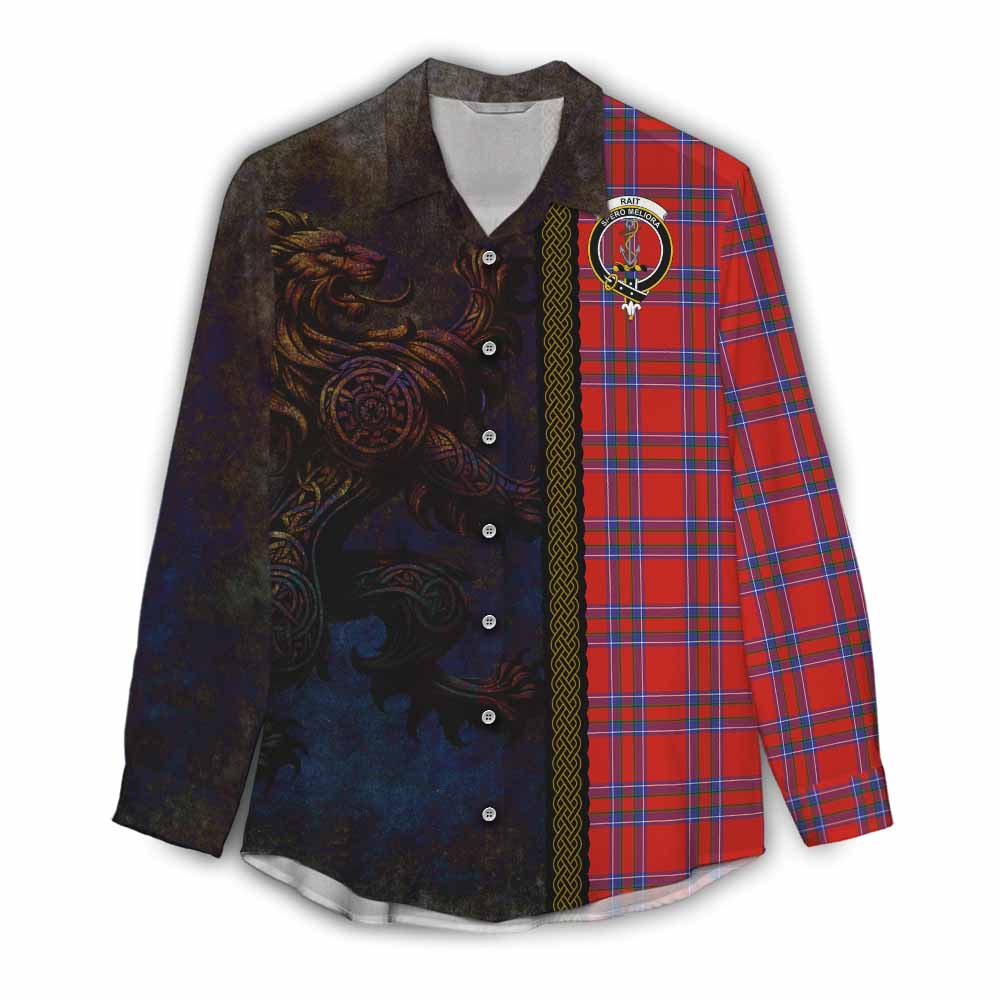 Tartan Vibes Clothing Rait Tartan Family Crest Women's Casual Shirt Alba Gu Brath Be Brave Lion Ancient Style