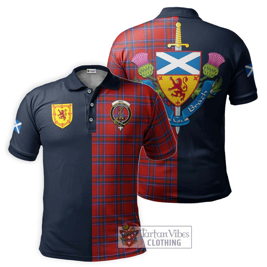 Tartan Vibes Clothing Rait Tartan Polo Shirt with Scottish Lion Royal Arm Half Style