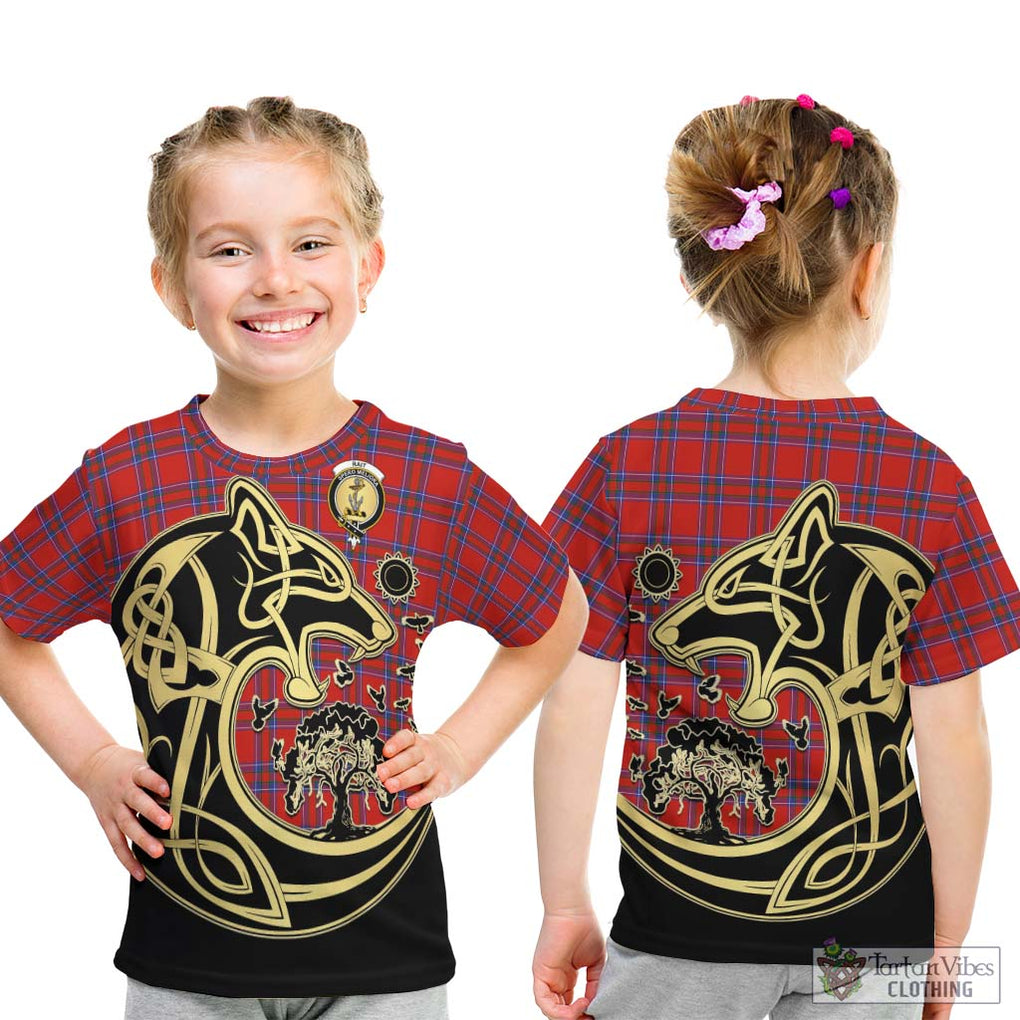 Rait Tartan Kid T-Shirt with Family Crest Celtic Wolf Style - Tartan Vibes Clothing