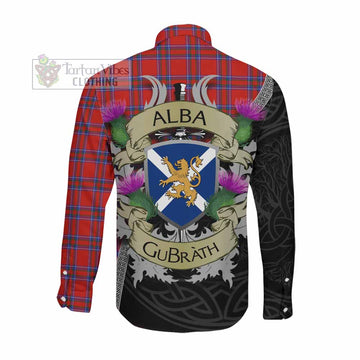 Rait Tartan Family Crest Long Sleeve Button Shirt Lion Rampant Royal Thistle Shield Celtic Inspired