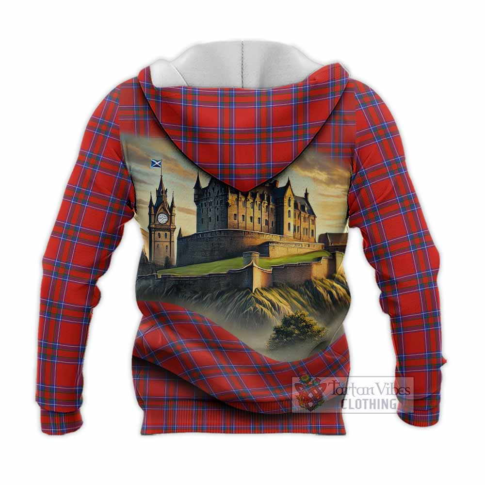 Tartan Vibes Clothing Rait Tartan Family Crest Knitted Hoodie with Scottish Ancient Castle Style