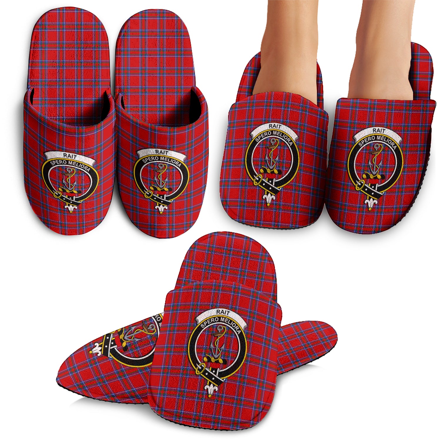 Rait Tartan Home Slippers with Family Crest - Tartanvibesclothing Shop