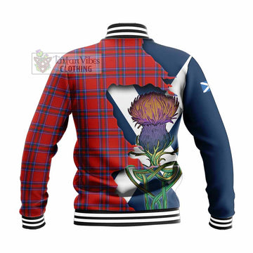 Rait Tartan Family Crest Baseball Jacket Scottish Thistle Celtic Inspired
