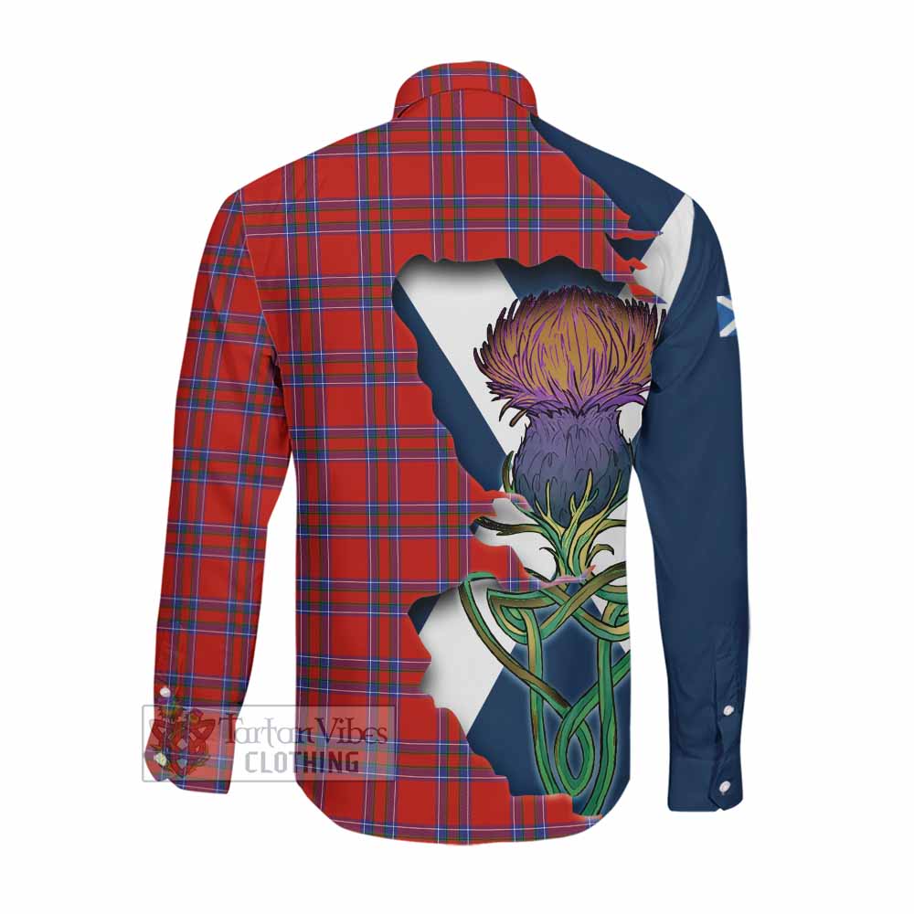 Tartan Vibes Clothing Rait Tartan Family Crest Long Sleeve Button Shirt Scottish Thistle Celtic Inspired