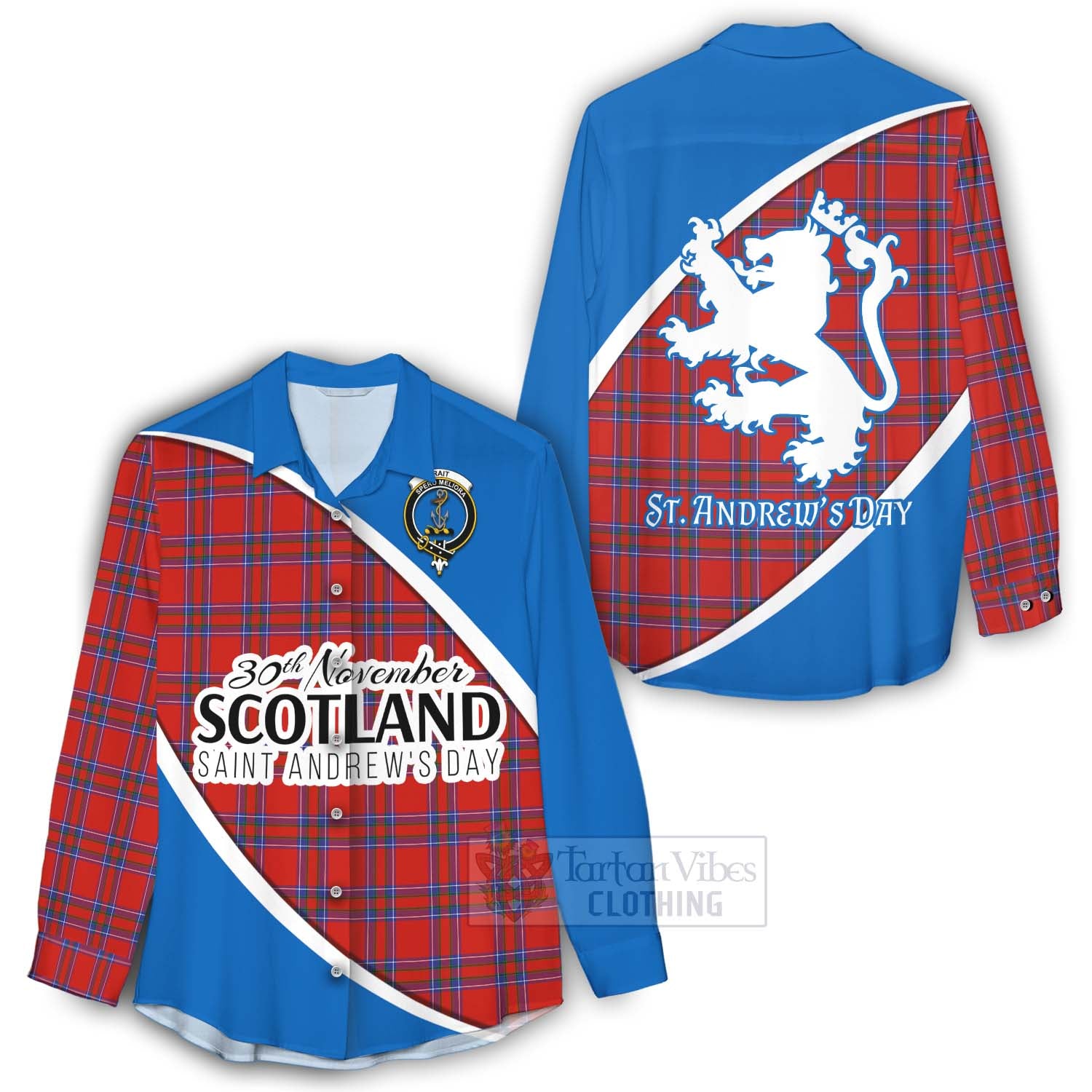 Tartan Vibes Clothing Rait Family Crest Tartan Women's Casual Shirt Celebrate Saint Andrew's Day in Style