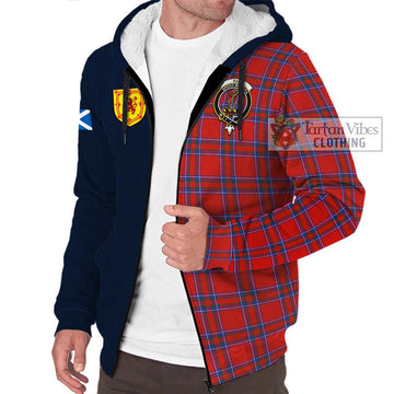 Rait Tartan Sherpa Hoodie Alba with Scottish Lion Royal Arm Half Style
