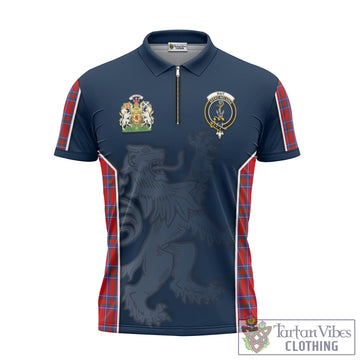 Rait Tartan Zipper Polo Shirt with Family Crest and Lion Rampant Vibes Sport Style