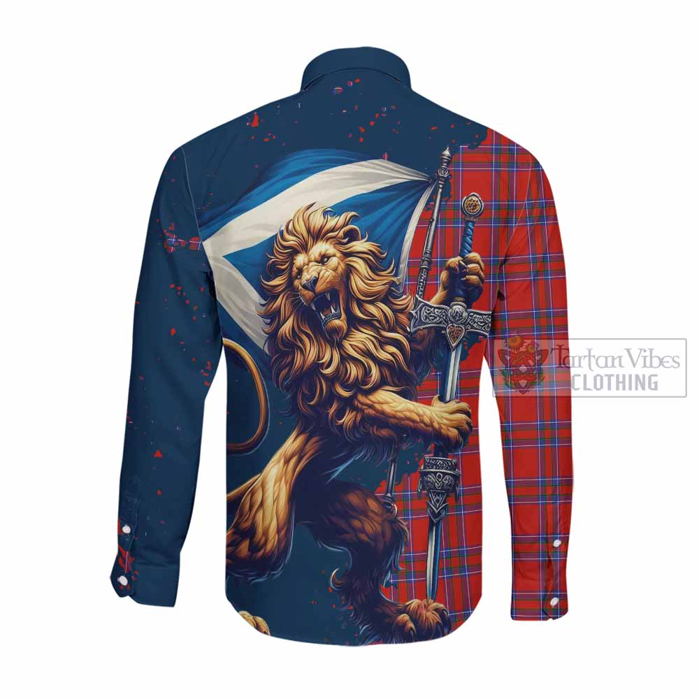 Rait Tartan Family Crest Long Sleeve Button Shirt with Scottish Majestic Lion Men's Shirt - Tartan Vibes Clothing