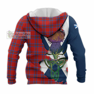 Rait Tartan Family Crest Knitted Hoodie Scottish Thistle Celtic Inspired