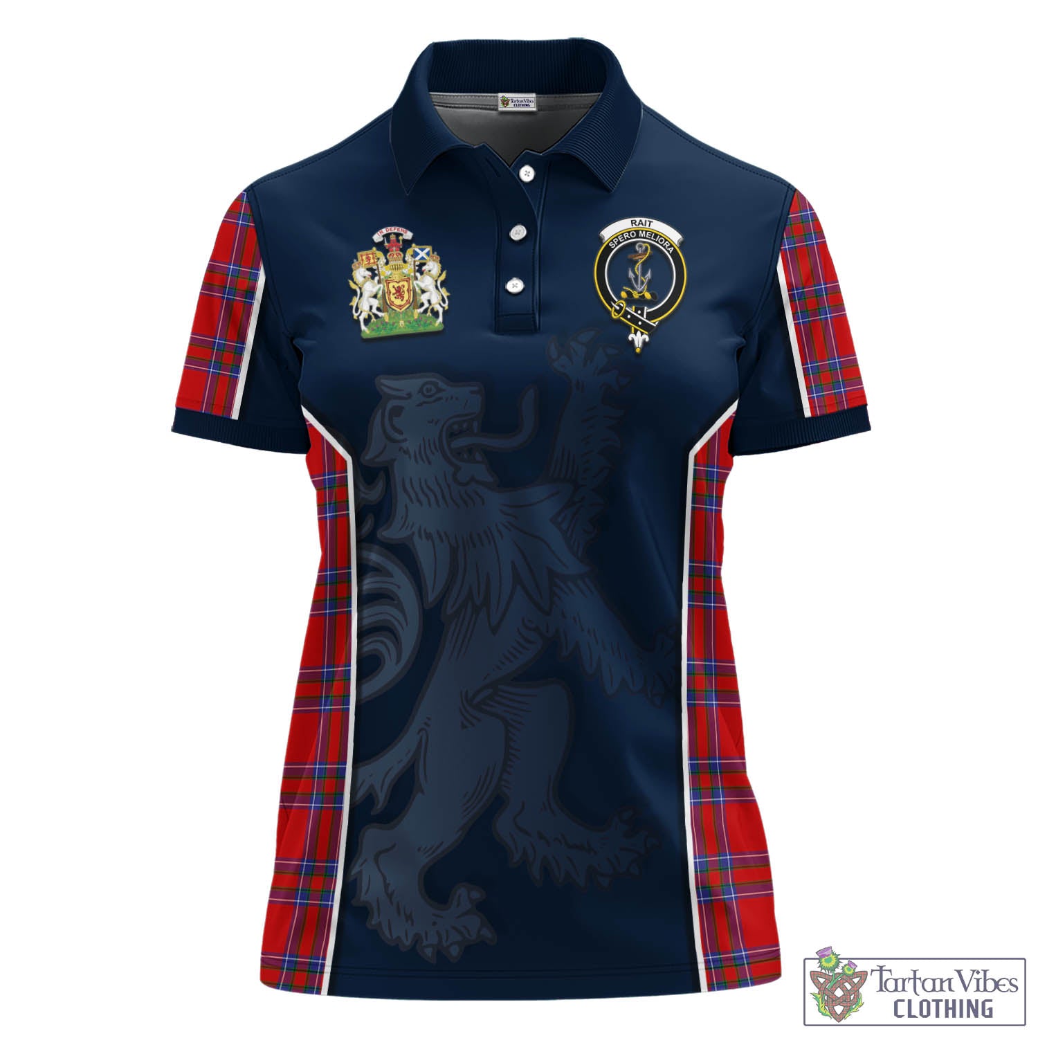 Rait Tartan Women's Polo Shirt with Family Crest and Lion Rampant Vibes Sport Style - Tartan Vibes Clothing